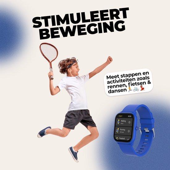 Denver smartwatch kinderen - bellen/sms/WhatsApp - Android & iOS - stappenteller hartslag bloeddrukmeter sportmodus - SWK120BU