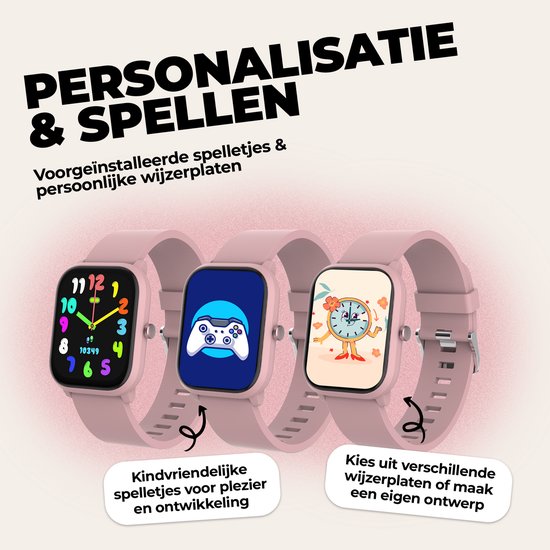 Denver smartwatch kinderen - bellen/sms/whatsapp - Android & iOS - stappenteller - hartslag- en bloeddrukmeter - SWK120RO