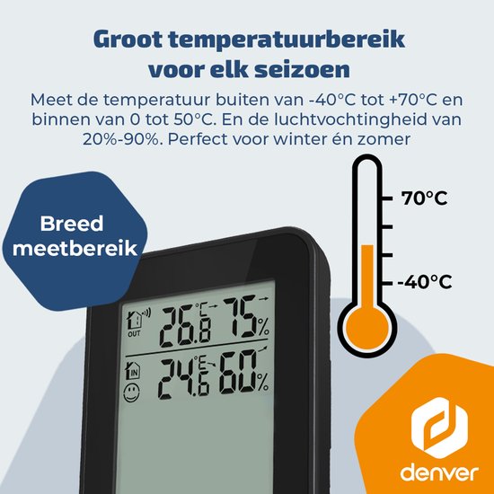 Denver weerstation WSR560 - binnen & buiten - hygrometer - regenmeter - temperatuur