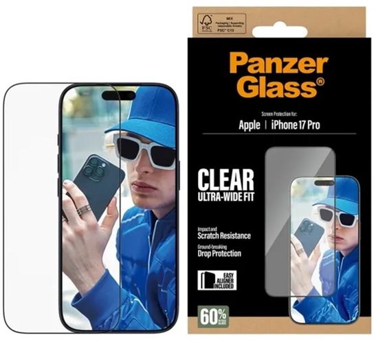 PanzerGlass Ultra-Wide Fit screenprotector - Apple iPhone 17 Pro - hoesje vriendelijk