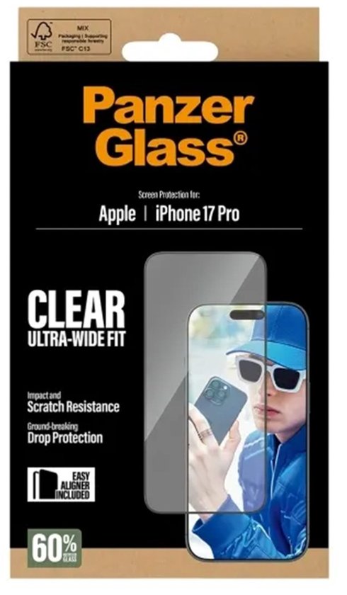 PanzerGlass Ultra-Wide Fit screenprotector - Apple iPhone 17 Pro - hoesje vriendelijk