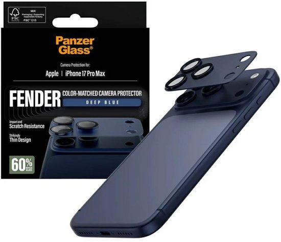 PanzerGlass Fender cameraprotector - geschikt voor Apple iPhone 17 Pro Max - aluminium case friendly - Deep Blue