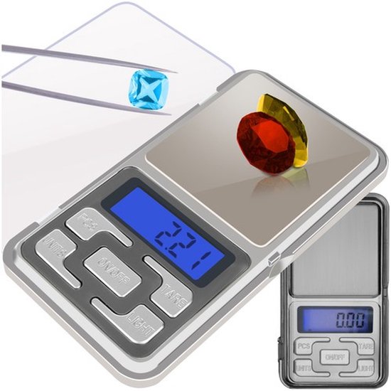 Ruhhy precisieweegschaal - 0,1-500 gram - compact - inclusief batterijen - Zilver