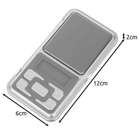 Ruhhy precisieweegschaal - 0,1-500 gram - compact - inclusief batterijen - Zilver