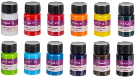 Maaleo glas- en keramiekverfset - 12×20 ml - ovenbestendig