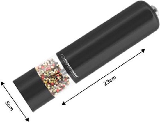 Esperanza Malabar pepermolen - elektrisch met LED-verlichting - instelbare maalgraad - Zwart