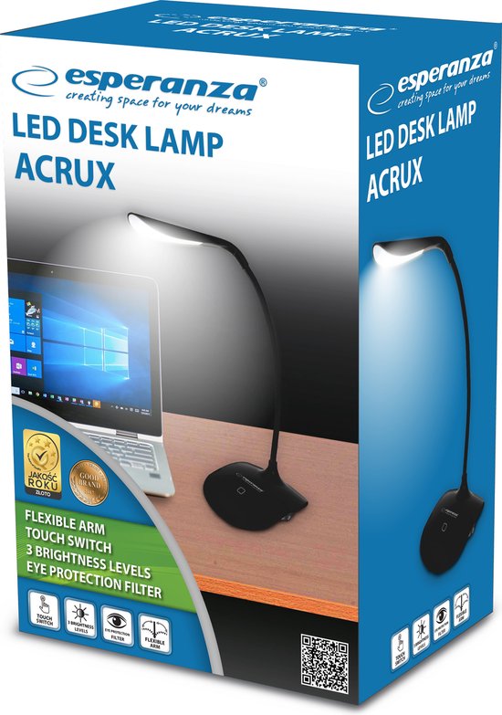 Esperanza Acrux bureaulamp - compact flexibele arm - Zwart
