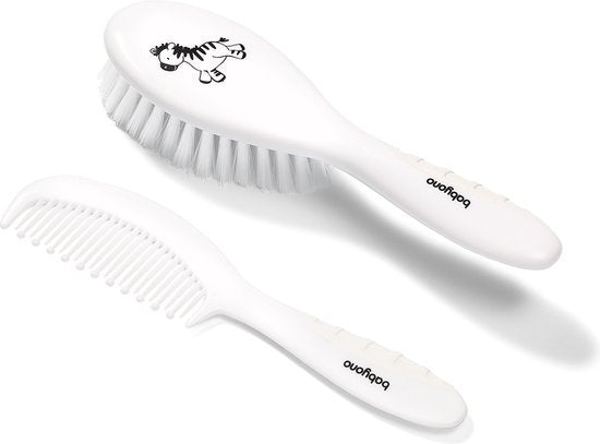 Babyono haarborstel en kam set - zachte haren - Wit