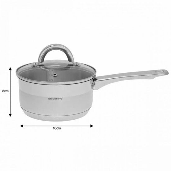Klausberg steelpan - met deksel 16 cm 1,5 liter