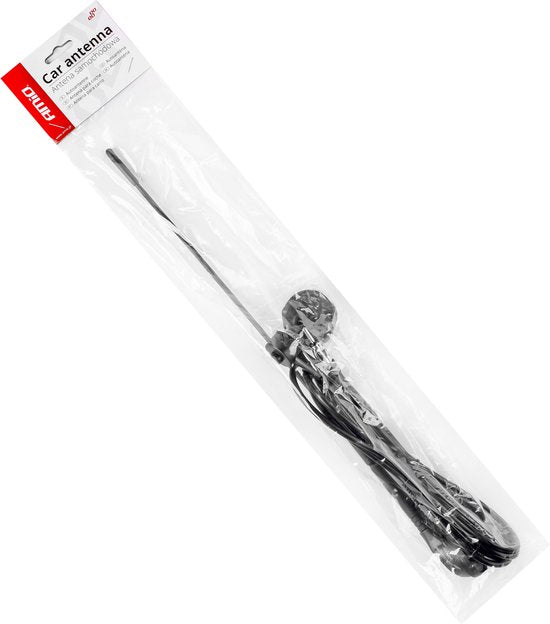Amio auto antenne - universeel met voet - 40 cm - 5 mm - 2,3 m kabel