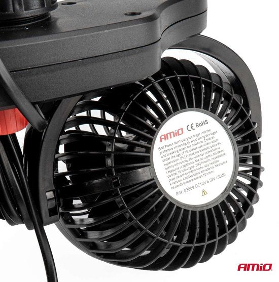 Autoventilator voor hoofdsteun - dubbele ventilator 2x 4 inch - USB-oplader - 12V