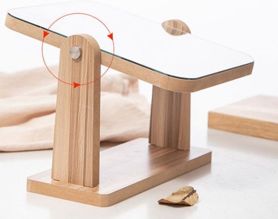 Houten make-upspiegel - staand - 25×22×12 cm