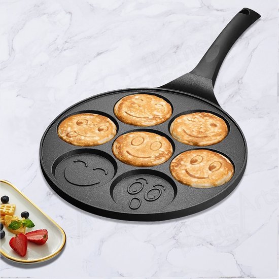 Pannenkoekenpan - anti-aanbak 7 vakken - Smiley