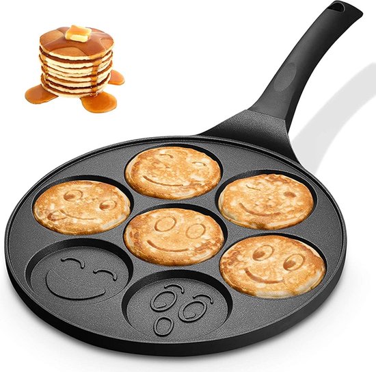 Pannenkoekenpan - anti-aanbak 7 vakken - Smiley