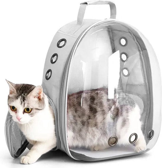 Huisdieren rugzak - draagtas katten/kleine honden 30×25×40 cm - Transparant/Grijs