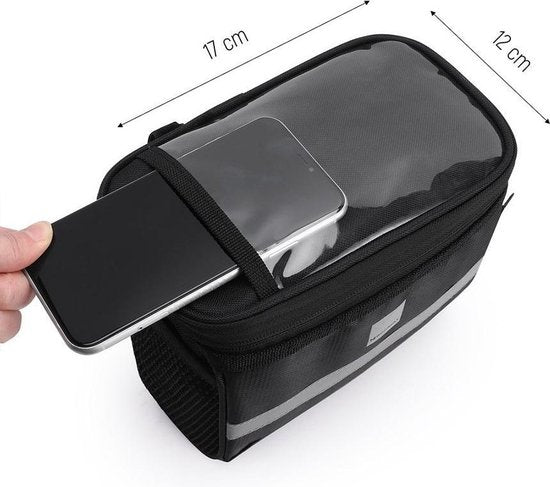 Wozinsky WBB12BK fietstas - voor stuur - 2 liter - reflecterende streep - Zwart
