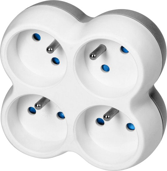 Verdeelstekker - horizontaal 4× French - max 3680 watt - Wit