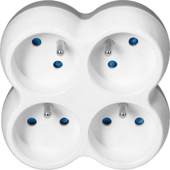Verdeelstekker - horizontaal 4× French - max 3680 watt - Wit