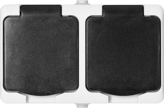 Orno wandcontactdoos - opbouw dubbel IP54 - max. 3680 watt - 10,8×6,5 cm - Wit/Antraciet