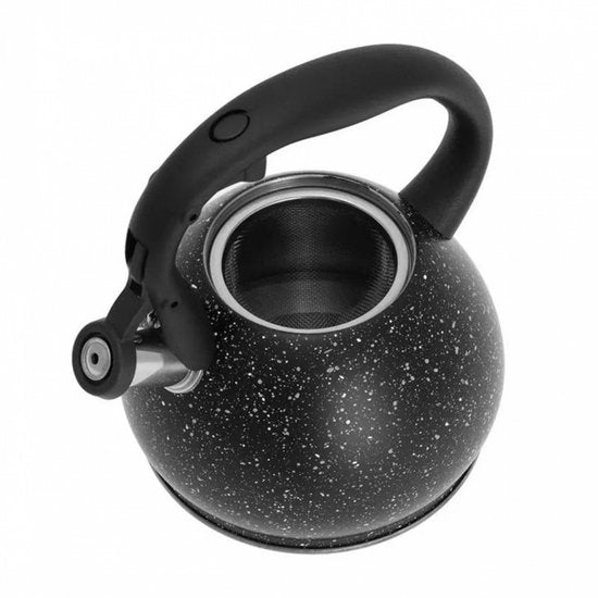 Kinghoff waterkoker - roestvrij staal 1,2 liter - fluitketel - Zwart marmer