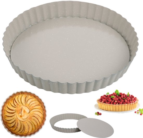Kinghoff taartvorm - uitneembare bodem ø25 cm - koolstofstaal antiaanbaklaag - Beige