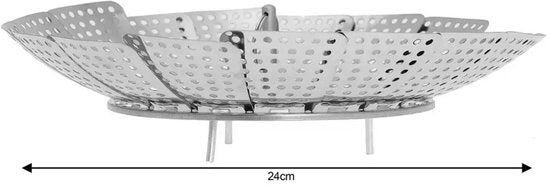 Kinghoff stoommandje - opvouwbaar ø24 cm - staal - Zilver