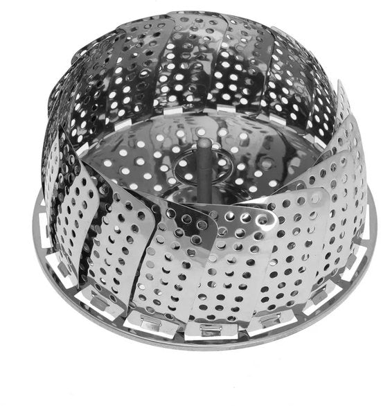 Kinghoff stoommandje - opvouwbaar ø24 cm - staal - Zilver