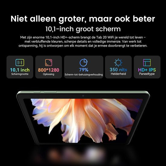 Blackview Tab 20 tablet - WiFi Android 15 12GB+64GB 10 inch - inclusief hoes screenprotector - Blauw