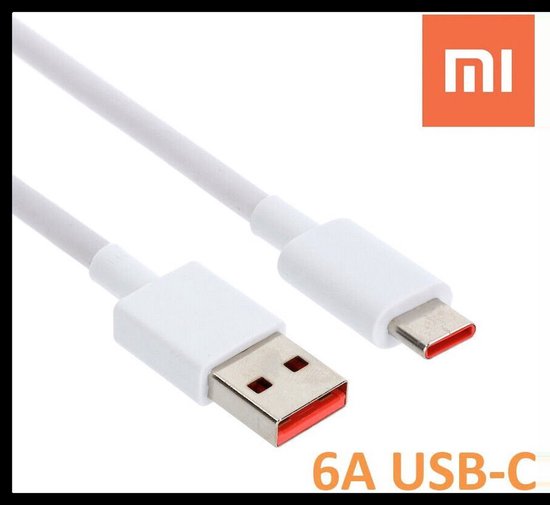 Xiaomi USB-A naar USB-C kabel - 6A 1 m - Wit