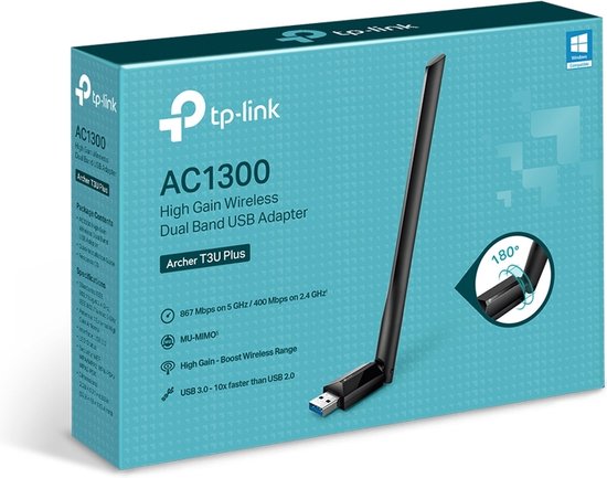 TP-Link Archer T3U Plus WiFi adapter - USB 3.0 - Zwart