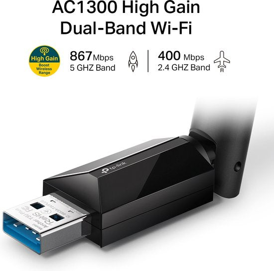 TP-Link Archer T3U Plus WiFi adapter - USB 3.0 - Zwart