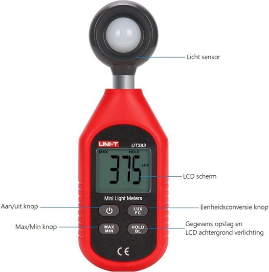 UNI-T luxmeter - digitaal LCD - 200.000 lux