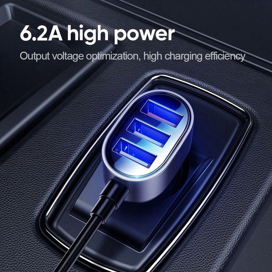 Auto-oplader - 5 USB 3.0 poorten snellader 1,5m kabel - Zwart