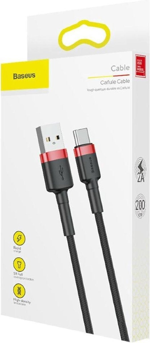 Baseus Cafule USB to USB-C Cable 2 meters - Black/Red