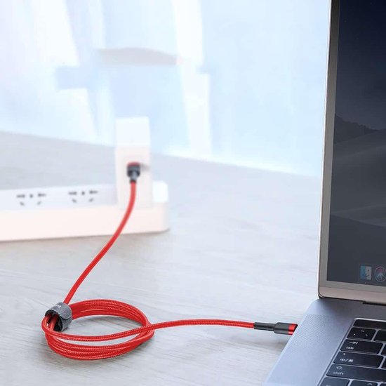Baseus USB-C kabel - geweven nylon 3A - 1 m - Grijs