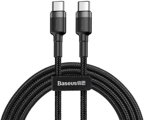 Baseus USB-C kabel - geweven nylon 3A - 1 m - Grijs