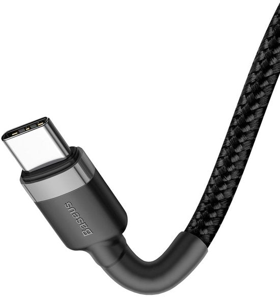 Baseus USB-C kabel - geweven nylon 3A - 1 m - Grijs