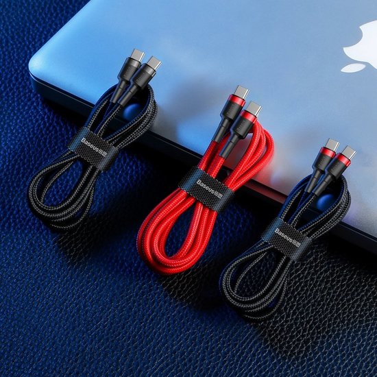 Baseus USB-C kabel - geweven nylon 3A - 1 m - Grijs