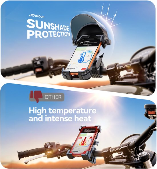 Joyroom phone holder JR-ZS528 - bike and motorbike with sun visor - 4.7 to 7 inch - Black