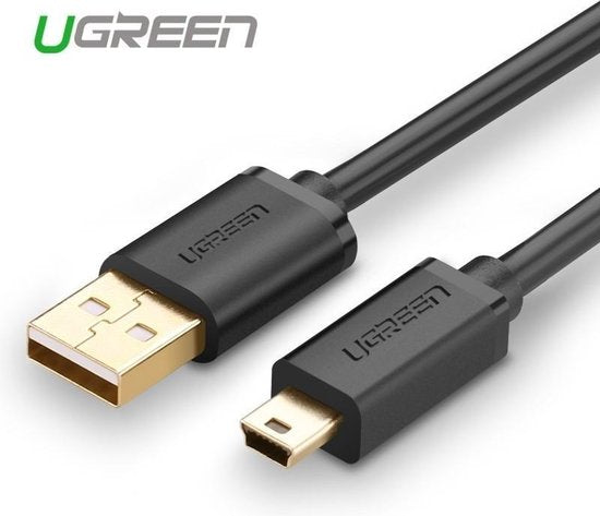 Ugreen USB naar mini-USB kabel - 5-pins verguld - 0,5 m - Zwart - US132