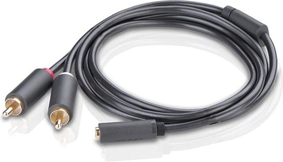 Audiokabel - 3,5 mm jack female naar 2 RCA male