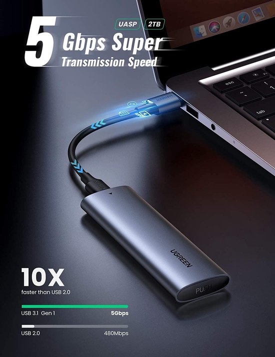 Ugreen M.2 NGFF externe harde schijf behuizing - USB 3.1 Gen 1 adapter 2230/2242/2260/2280 5 Gbps UASP