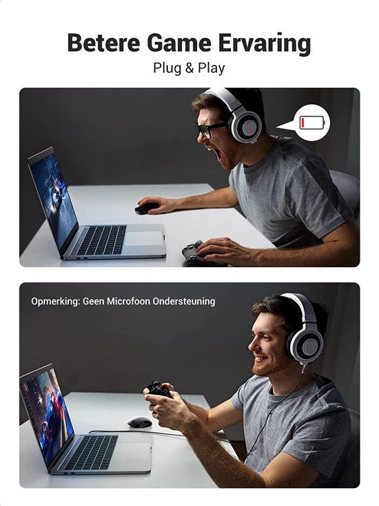 Ugreen stereo audiokabel - USB-C naar 3,5 mm AUX mini-jack - geschikt voor telefoon en tablet - 1 meter - Zwart