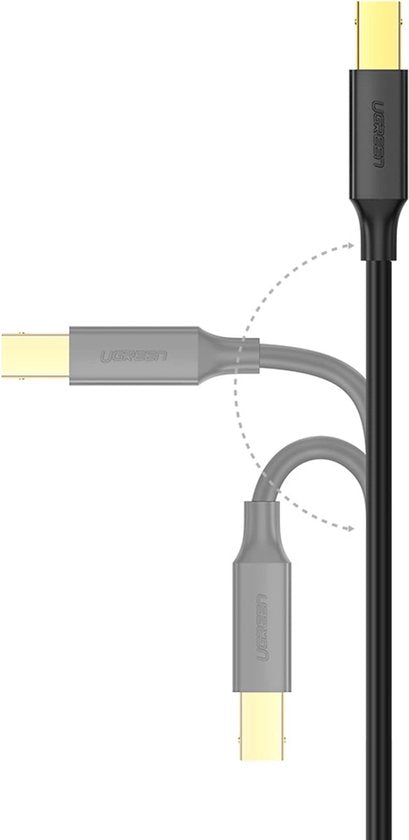 Ugreen USB 2.0 Type B printerkabel - mannelijk naar mannelijk - 480 Mbps - 2 meter - US135-20847 - Zwart