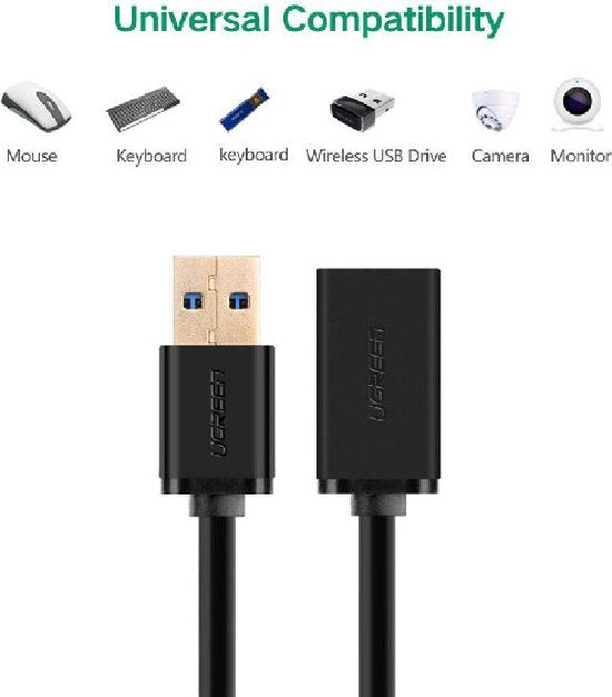Ugreen USB verlengkabel - USB naar USB 3.0 - 3 meter - Zwart
