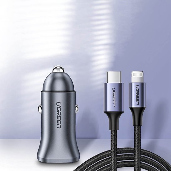UGREEN auto-oplader - snellader 30 W - Power Delivery en Quick Charge - 3,4 A