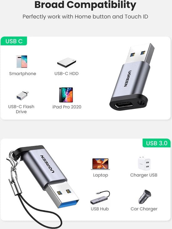 Ugreen USB-A 3.0 to USB-C adapter - Grey