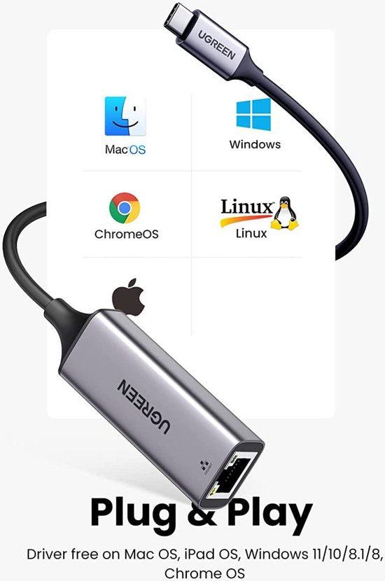 Ugreen USB-C naar ethernet adapter - 1.000 Mbps