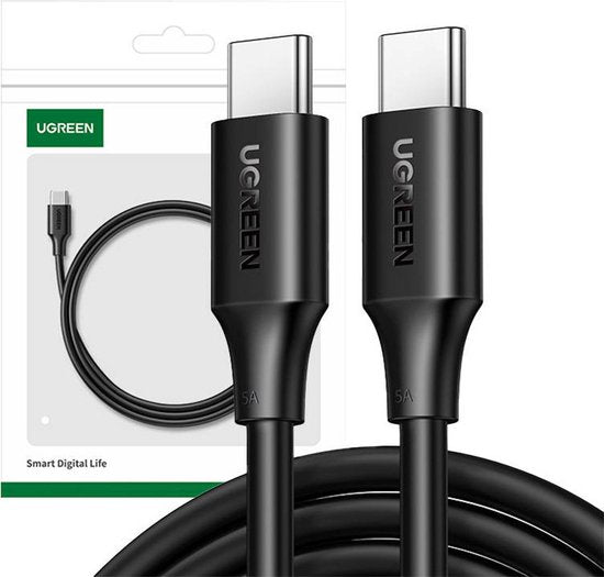 Ugreen USB-C naar USB-C kabel - geschikt voor smartphones tablets en laptops - 0,5 meter - Zwart