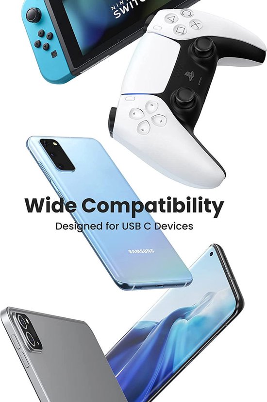 Ugreen USB-A naar USB-C kabel - gevlochten 3A fast charge - 2 meter - Zwart